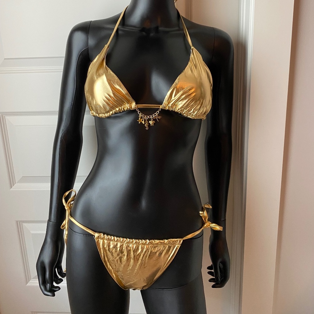 Metallic Gold Bikini with Charming Bikini’s Charms!